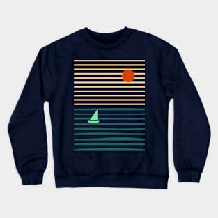 minimalist sunrise boat Crewneck Sweatshirt